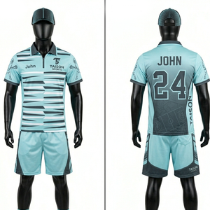 Maillot d'arbitre de lacrosse pour hommes, qualité supérieure, polyester interlock respirant, séchage rapide, gris aqua, empiècements contrastés, logo sublimé personnalisé - Product Image 1