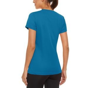 เสื้อยืดออกกำลังกายผู้หญิงคุณภาพสูงสำหรับฤดูร้อน ผ้าโพลีเอสเตอร์เนื้อแคนวาส คอวี ระบายอากาศ แห้งเร็ว แขนครึ่งตัว สำหรับเล่นกีฬา - Product Image 5