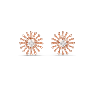 Sunburst Lab Diamond <b>Earrings</b> with <b>Moissanite</b> 0.04 CT VVS-VS EF Diamonds Available in 18KT, 14KT, 10KT Gold & 925 Silver - Product Image 4