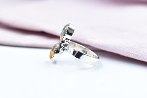 Handmade Spiny Oyster Turquoise Sterling Silver <b>Adjustable</b> <b>Ring</b> Statement <b>Ring</b> for Women - Product Image 2