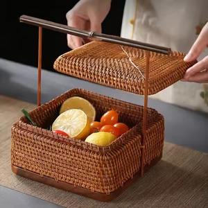 Meilleur vendeur Panier en bambou artisanal Heritage Craft avec poignée en bambou violet Décoration de maison moderne écologique Cadeau - Product Image 3