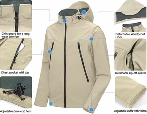 Solid Plain Color Regular Fit <b>Plus</b> <b>Size</b> Men's Softshell <b>Jacket</b> Sports & Fitness Style Waterproof <b>Jacket</b> for Men - Product Image 3