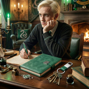 Set Regalo Aziendale Verde Smeraldo con Taccuino, Penna e Portachiavi - Finitura Simil-Pelle e Chiusura Magnetica - Product Image 4