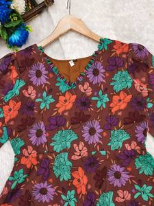 Vestido largo de estilo bohemio para mujer, elegante vestido Maxi escalonado con mangas abullonadas de tela suave y patrón elegante para fiesta, aspecto diario - Product Image 4