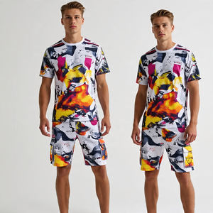 ชุดเสื้อยืดพิมพ์ลายกางเกงขาสั้นสำหรับผู้ชายชุดเสื้อกางเกงคาร์โก้พิมพ์ลายสำหรับใส่วิ่งออกกำลังกายในฤดูร้อน - Product Image 6