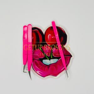 Pince à épiler professionnelle GETUP BROSONS IMPEX en acrylique rose vif, pointe en fibre, Cherry Kiss Tiles, multifonctionnelle, formes variées - Product Image 4