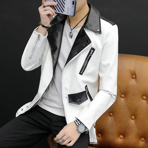 Custom Men's Genuine Leather <b>Jacket</b> with Embossed Design Waterproof & Breathable <b>Canvas</b> Fabric High Street Style - Product Image 2