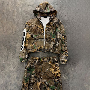 Chándal Deportivo Personalizado con Logotipo Bordado, Estampado de Camuflaje, Alta Calidad, 360 Gsm, 100% Algodón, para Exteriores, con Cremallera - Product Image 4