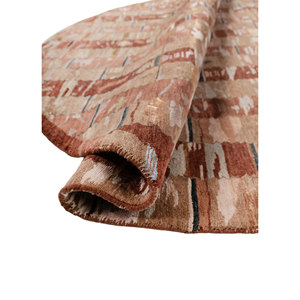 Alfombras Manchaha de Lana y Seda de Bambú Anudadas a Mano, Diseño de Parches Rojos y Naranjas para Uso Doméstico-Les-2884 - Product Image 2