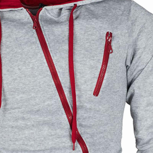 High Quality Full Sleeve Asymmetric Hoodies & Sweatshirts Customized Two Color <b>Panel</b> Hoodies for Men's Hot Style Pullover Hoody - Product Image 2