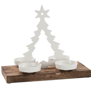 Portavelas Navideño de Madera Blanca Premium sobre Base de Madera Natural, Decoración Moderna y Festiva para Mesa, Precio Razonable - Product Image 6
