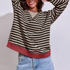 Sudadera de Algodón para Mujer, Cuello Redondo, Secado Rápido, Transpirable, Ajuste Regular, Mangas Largas, Felpa, Talla Grande - Product Image 5