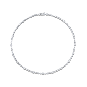 Collier en diamant rond Garbo (naturel) en platine, assorti, pour mariage, vente en gros OEM, fabricant de bijoux international - Product Image 1