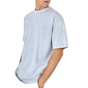 2025 logotipo personalizado bordado 100% algodón de gran tamaño lavado ácido camiseta para hombres cuello redondo con tela de estambre y patrón de letras - Product Image 5