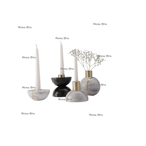 Ensemble de 2 porte-bougies tealight de la plus haute qualité, faits à la main, en marbre, forme ronde, en promotion - Product Image 5