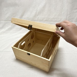 Caja de regalo de vino de madera Premium hecha a mano con asa de cuerda rústica tapa deslizante segura fácil de llevar para ocasiones especiales reciclable - Product Image 1