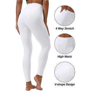 Mallas de verano de tela de punto transpirables supersuaves hechas a medida de OEM para mujer, cintura blanca alta cosida - Product Image 1
