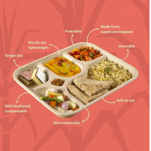 Pulpe de canne à sucre jetable biodégradable en vrac de qualité supérieure sulfurisée événements scolaires nourriture à emporter 4-5 compartiments robuste - Product Image 6