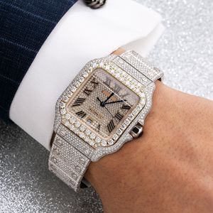 Reloj de diamantes de lujo, reloj de diamantes totalmente helado personalizado, relojes de atuendo de negocios para hombres, reloj de pulsera de diamantes estilo Hip Hop - Product Image 1