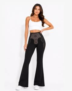 JELEEEY Conjunto de yoga de 2 piezas con tirantes cruzados, top corto con cuello redondo, leggings de cintura alta y largo completo, rayón/spandex, sin costuras, transpirable - Product Image 2