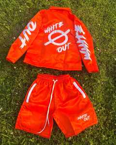 Pantalones cortos deportivos personalizados, traje serigrafiado transpirable 100%, chaqueta cortavientos, chándales con cremallera, conjunto de pantalones cortos con cuello levantado, conjunto de Jogger - Product Image 2