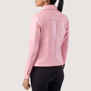 Vixen Girls' <b>Pink</b> Classic Collar Leather <b>Jacket</b> Sheep Fur Outerwear for All Seasons-Summer Winter Spring Autumn Polyester Short - Product Image 5