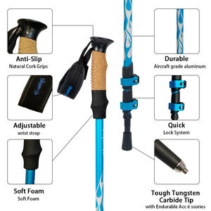 <span class=keywords><strong>Bastones</strong></span> de <span class=keywords><strong>Trekking</strong></span> Telescópicos con Bloqueo Externo de Aluminio que Ofrecen Ajuste Seguro, Peso Ultraligero y Rendimiento de Alta Calidad - Product Image 4
