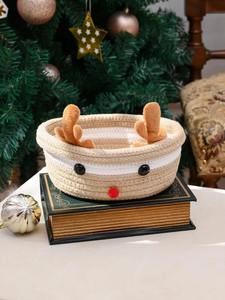 Panier en macramé fait main avec visage d'animal, solution de rangement amusante pour les jouets, décoration de chambre, crèche et cadeaux, vente en gros en provenance d'Inde - Product Image 4