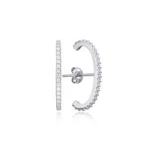 Clear Zircon Stone Push Back Earrings Turkish Wholesale Handmade 925 Sterling Silver Jewelry - Product Image 5