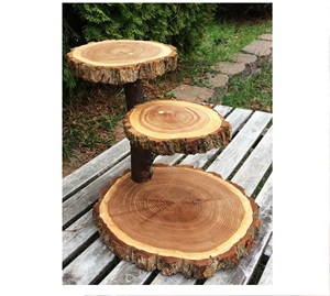 Support de gâteau rond en bois moderne à 3 niveaux détachable professionnel et romantique fait à la main - Product Image 2