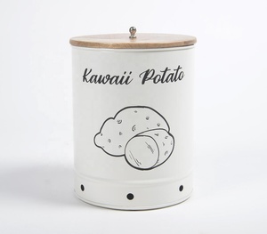 Customised Kawaii Potato <b>Storage</b> Jar Galvanized Iron Food Container Wooden Lid Food <b>Spice</b> Honey <b>Storage</b> Direct Manufacturer - Product Image 4