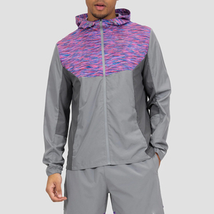 ชุดวอร์มกันลมสองชิ้นแบบสั้นสำหรับผู้ชายแจ็คเก็ตไนลอนโพลีเอสเตอร์แบบรูดซิปทำจากกระดุมสั่ง - Product Image 4