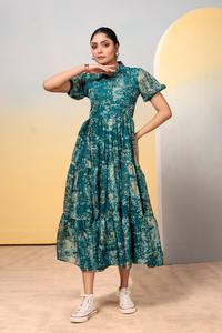 Meilleure qualité prix usine indien pakistanais dernière robe en soie tigré pleine robe de vente chaude disponible à la quantité en vrac - Product Image 5