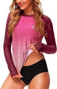 Deerose Womens Gradient Rash Guard UPF 50+ <b>Swim</b> <b>Shirts</b> Surfing Top with Thumb Hole WITH libra x libra - Product Image 5