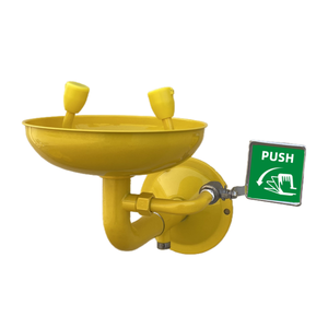 Dispositivo Industrial Amarillo de Limpieza Ocular de Emergencia para Montar en la Pared - Product Image 1