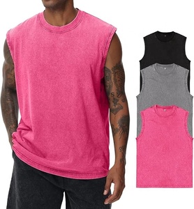 Summer Streetwear OEM Custom Printed High Quality Sustainable Crewneck Muscle Fit 100% Organic Cotton Ribbed Tank Tops - Product Image 1