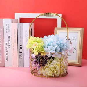 Gold Wire Flower Girl <b>Basket</b>, Metal Flower Girl <b>Baskets</b> for Weddings, Rustic <b>Small</b> <b>Basket</b> with Handle - Product Image 6