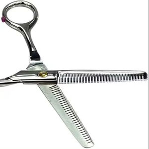 กรรไกรสแตนเลสโครเมียมขัดเงาสองด้านสำหรับช่างตัดผมแบบบางรุ่นแพง - Product Image 1