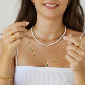 Collar de cadena cubana Vintage para mujer, 2 gramos, chapado en oro, nuevo cristal blanco, forma de bola rellena, aleación de circón infundida para - Product Image 2