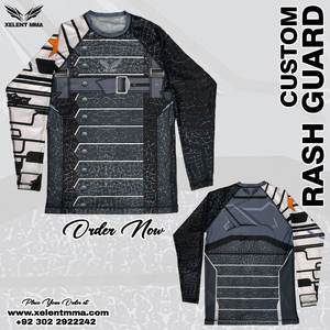 Couleur personnalisée Jiu Jitsu manches longues Rash Guard 100% coton Durable respirant séchage rapide Protection UV hommes surf - Product Image 6