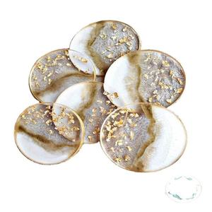 Handmade <b>resin</b> coasters with metallic swirl design <b>epoxy</b> drink mats perfect <b>for</b> home coffee <b>table</b> kitchen and gift sets - Product Image 4