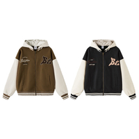 Produsen Jaket Baseball Bordir Patch Handuk Tebal OEM Grosir Berkualitas Tinggi Jaket Varsity Pria Berkerudung
