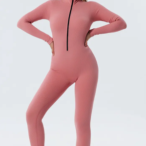 Collection été pour femmes Barboteuses 2025 Body zippé pour femmes Vente en gros Combinaisons de yoga extensibles Sexy Women Sports Fitness - Product Image 4