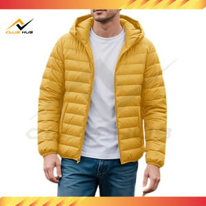 Custom Design outdoor Sports Lightweight <b>Yellow</b> Bubble <b>Jacket</b> with Hood Water Resistant Outerwear Manufacturer In Pakistan - Product Image 3