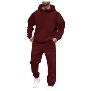 2025 nouvelle mode hommes survêtement ensembles à capuche et pantalon femmes couleur unie pull à capuche + pantalon costume vêtements de sport décontractés ensembles mâle - Product Image 2