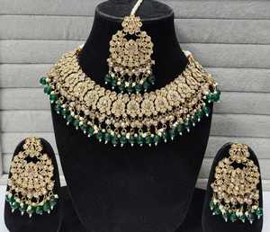 Conjunto Kundan Dulhan para Mujer y Niña, Collar, Aretes y Gargantilla Indios Multicolores para Fiestas y Regalos - Product Image 1