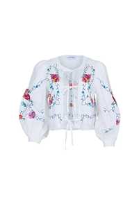 Blusa Boho con Bordado Floral, Mangas Abullonadas, Estilo Vintage, Sólida y Simple, 100% Algodón Orgánico, Hecha en India, ODM para Navidad - Product Image 2