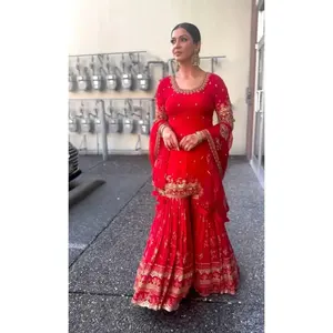 Conjunto de Top y Sharara Palazzo para Mujer de Diseñador con Dupatta Incluida - Product Image 5