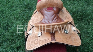 Top Selling Premium Quality Western Kid Size Saddles Softy Leather Seat with Hand <b>Tooling</b> <b>Engraving</b> Premium Western Leather - Product Image 3