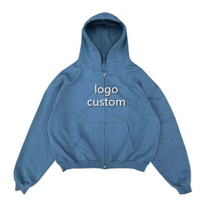 High Quality <b>French</b> Terry Oversized Drop Shoulder Mens Hoodie Custom Full Zip 100% Cotton Men Heavyweight Hoodies Outdoor - Product Image 3